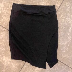 Asymmetrical black pencil skirt